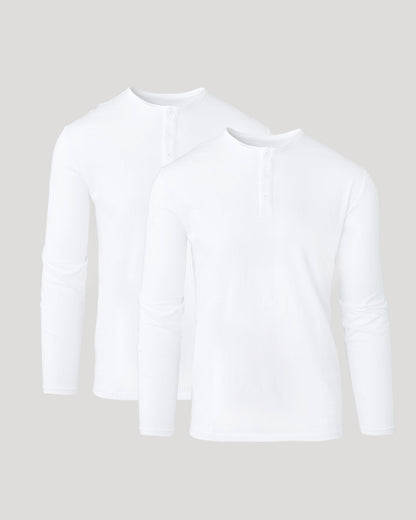 All White Classic Henley 2-Pack