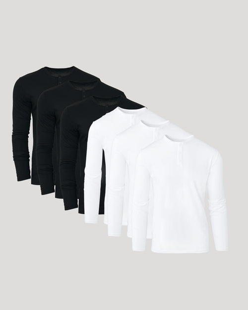 Black & White Classic Henley 6-Pack