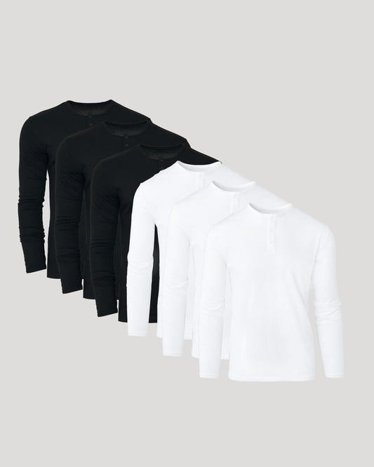 Black & White Classic Henley 6-Pack