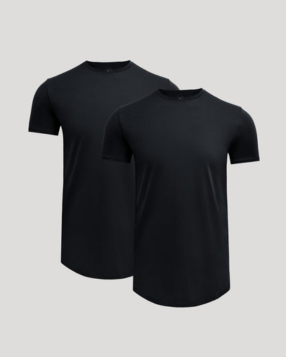 Tall Pima Cotton Blend Curved Hem Crew 2-Pack