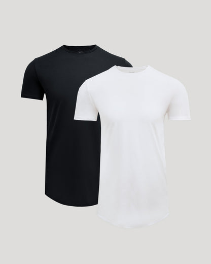 Tall Pima Cotton Blend Curved Hem Crew 2-Pack