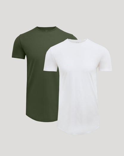 Tall Pima Cotton Blend Curved Hem Crew 2-Pack