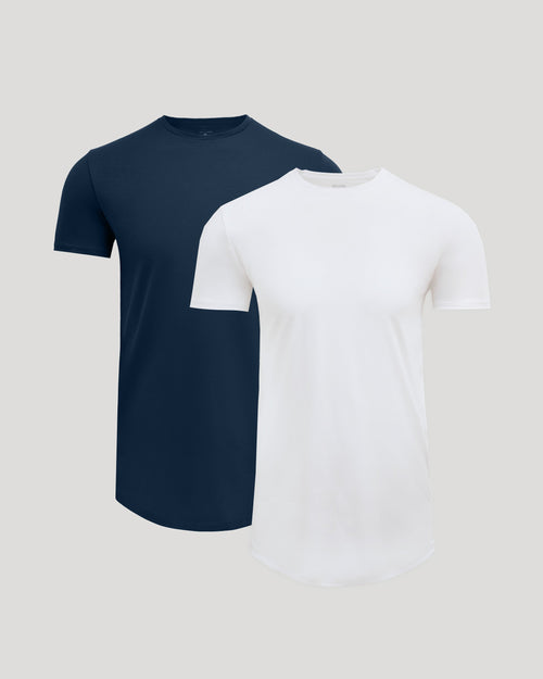 Tall Pima Cotton Blend Curved Hem Crew 2-Pack