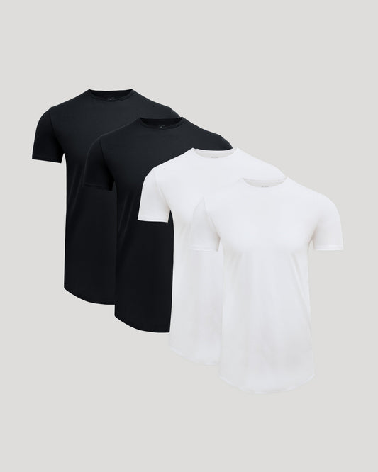 Tall Pima Cotton Blend Curved Hem Crew 4-Pack