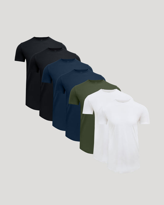 Tall Pima Cotton Blend Curved Hem Crew 7-Pack