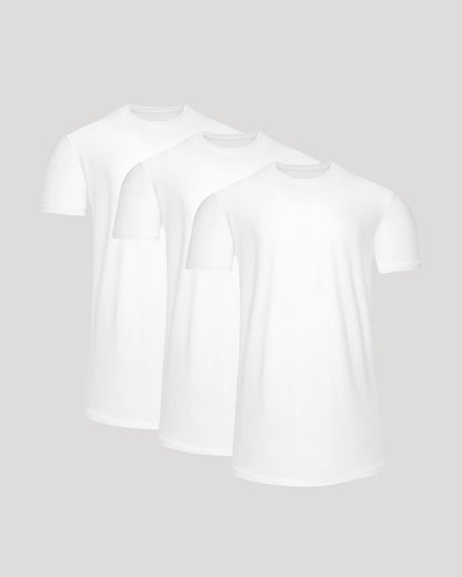 All White Tall Active Curved Hem Crew 3-Pack
