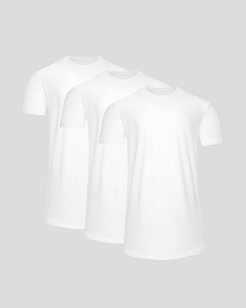 All White Tall Active Curved Hem Crew 3-Pack
