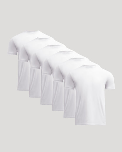All White Short Classic Crew Neck 6-Pack