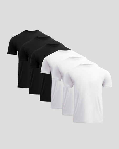Black & White Short Classic Crew Neck 6-Pack