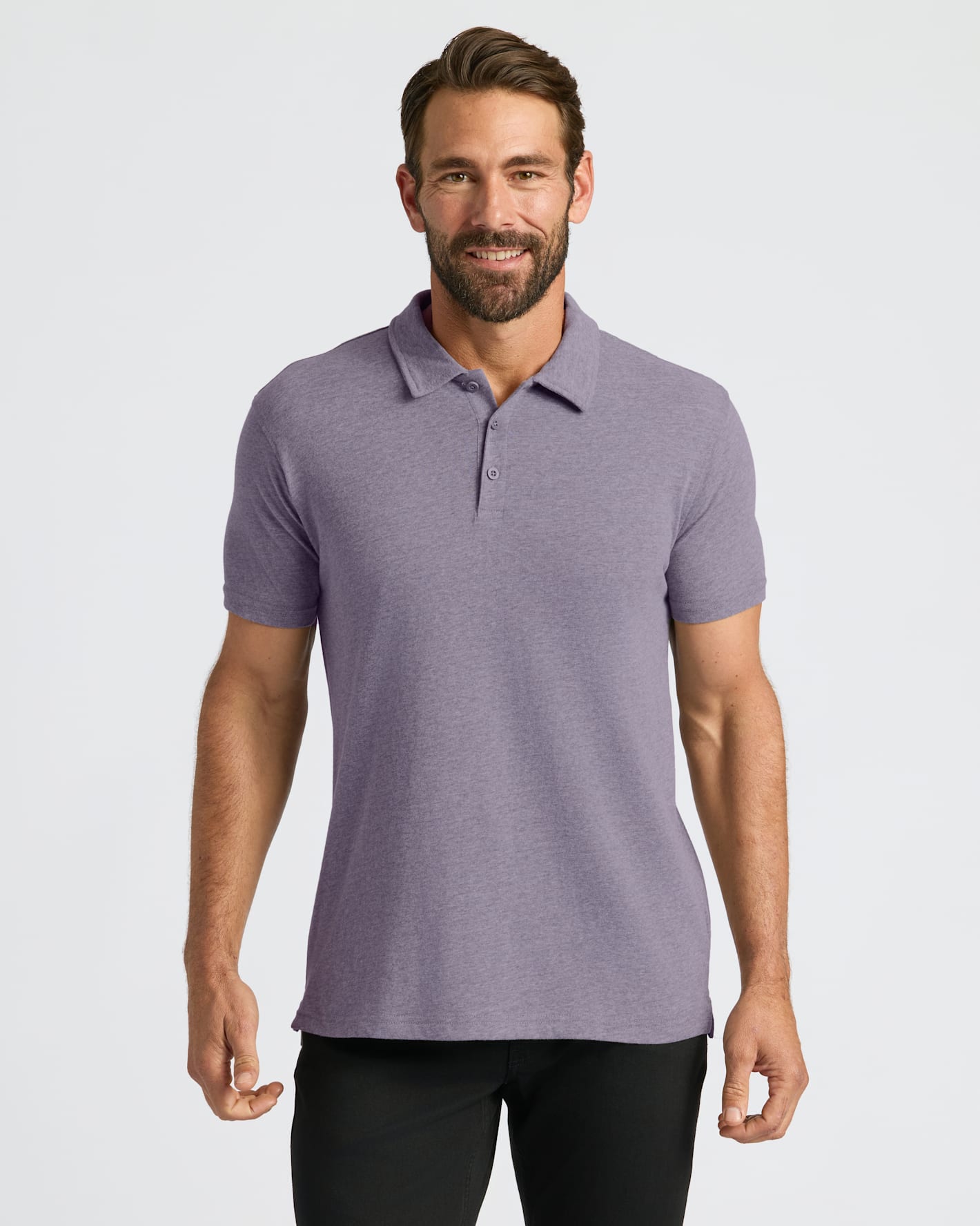 Dark Heather Amethyst Short Sleeve Polo