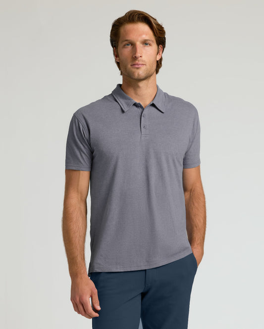 Heather Graphite Short Sleeve Polo
