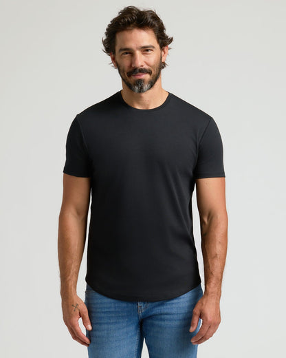 Pima Cotton Blend Curved Hem Crew 2-Pack