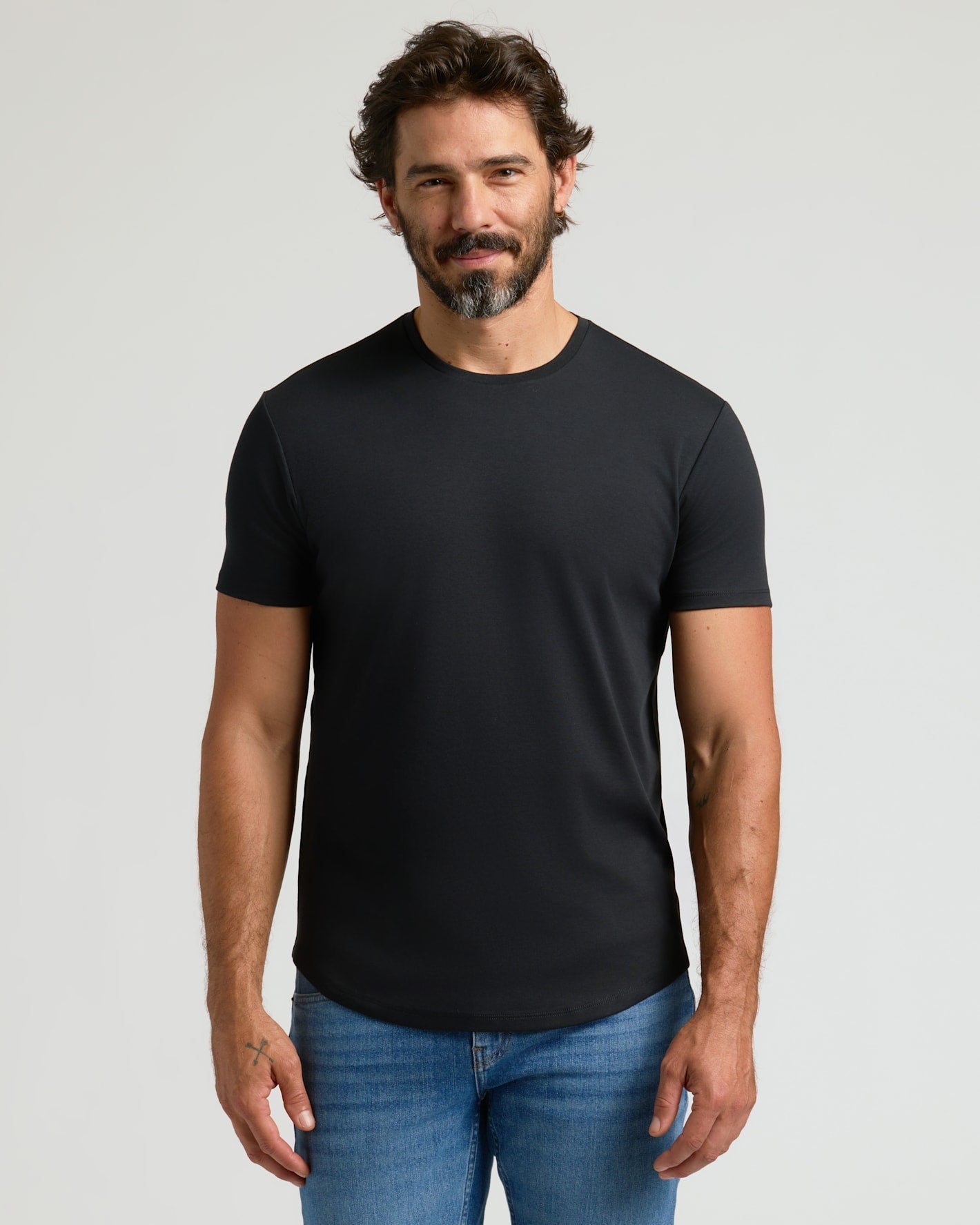 Pima Cotton Blend Curved Hem Crew 4-Pack
