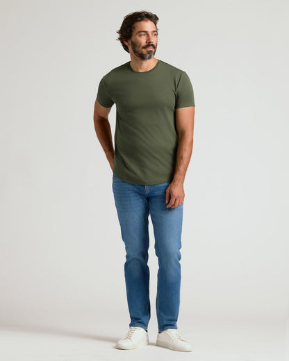 Pima Cotton Blend Curved Hem Crew 2-Pack