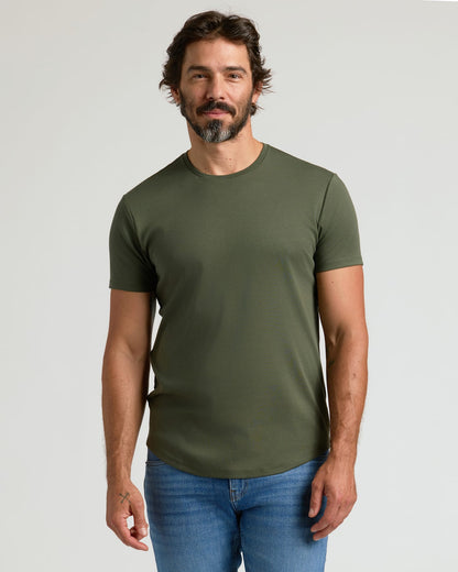 Pima Cotton Blend Curved Hem Crew 2-Pack