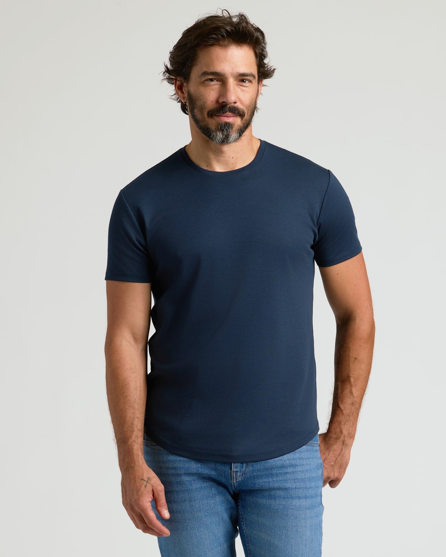 Pima Cotton Blend Curved Hem Crew 4-Pack