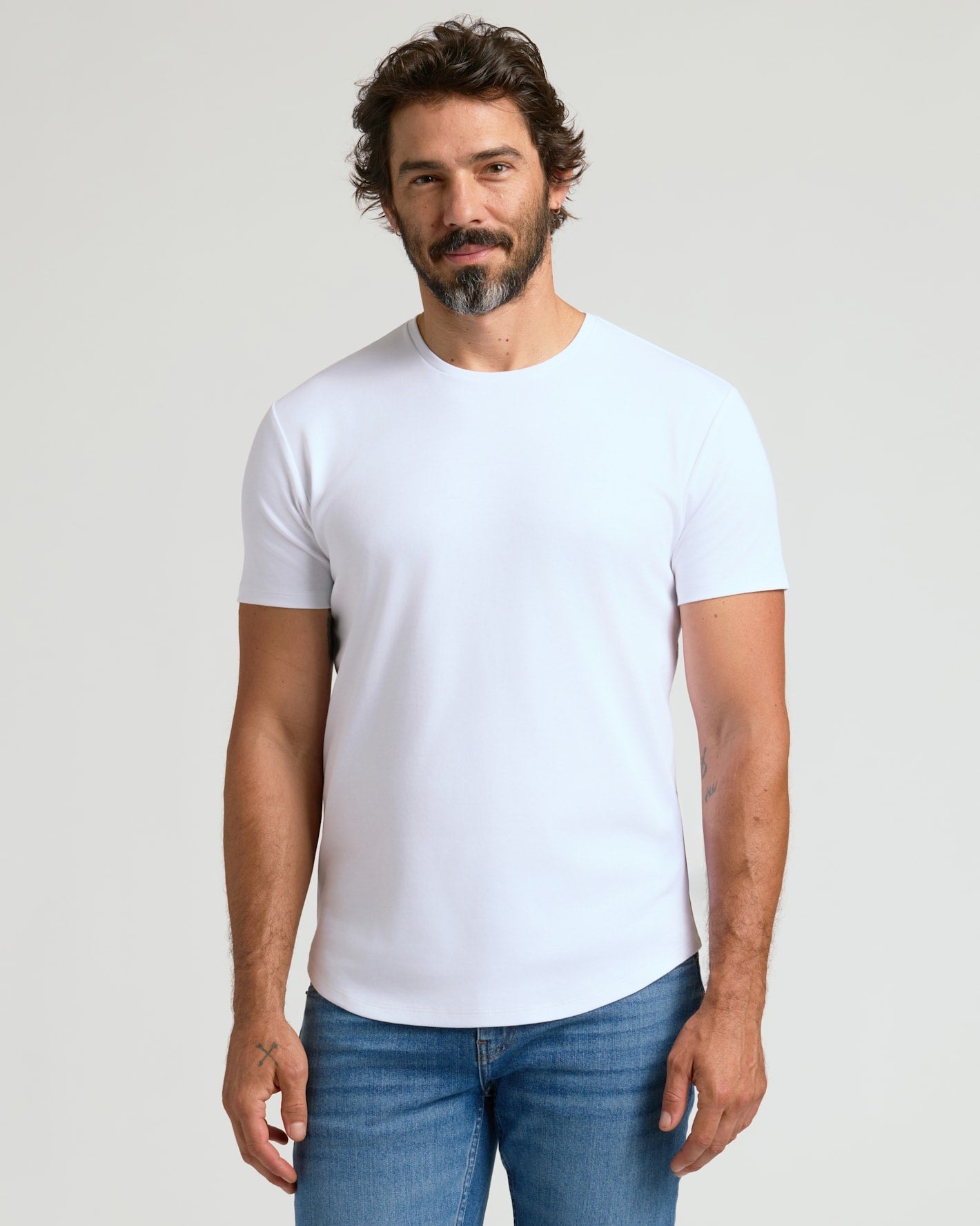Pima Cotton Blend Curved Hem Crew 4-Pack