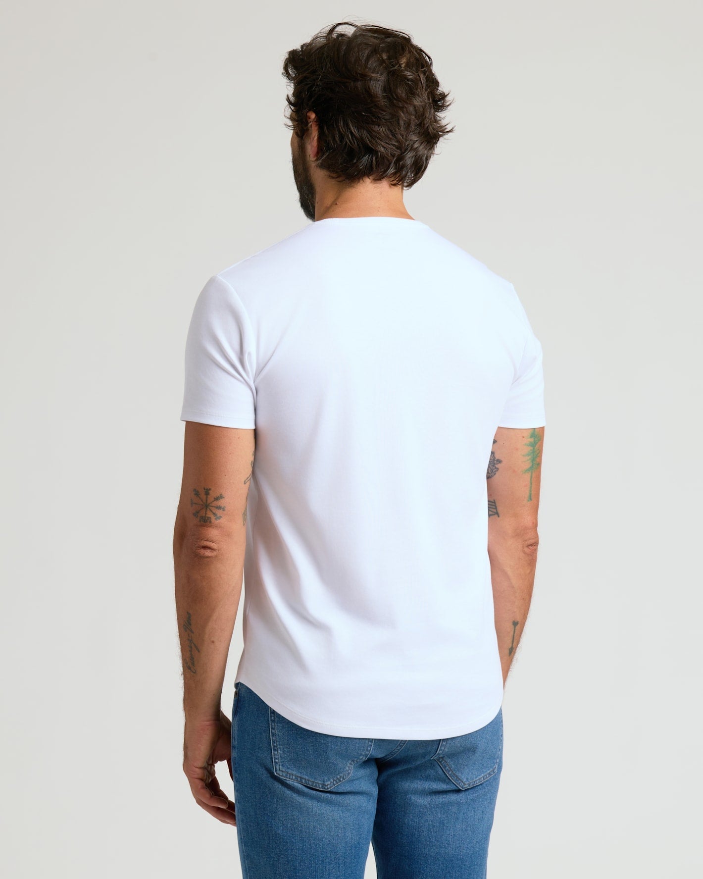Pima Cotton Blend Curved Hem Crew 2-Pack