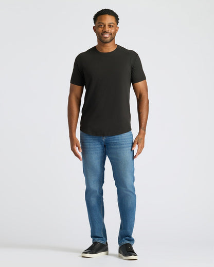 All Black Curved Hem Classic Crew Neck 10-Pack
