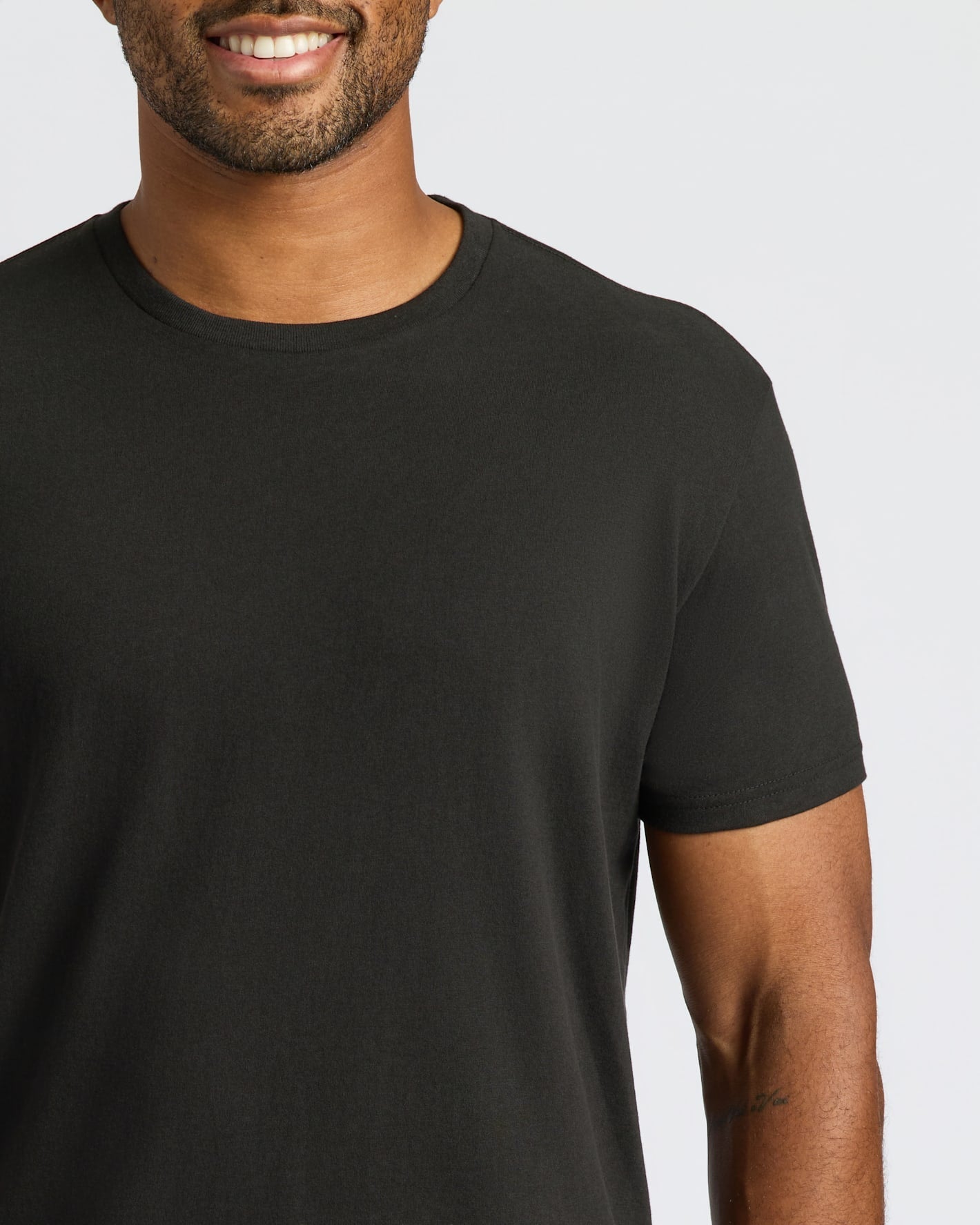 Black Curved Hem Classic Crew Neck