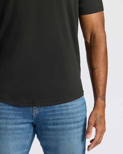 All Black Curved Hem Classic Crew Neck 10-Pack