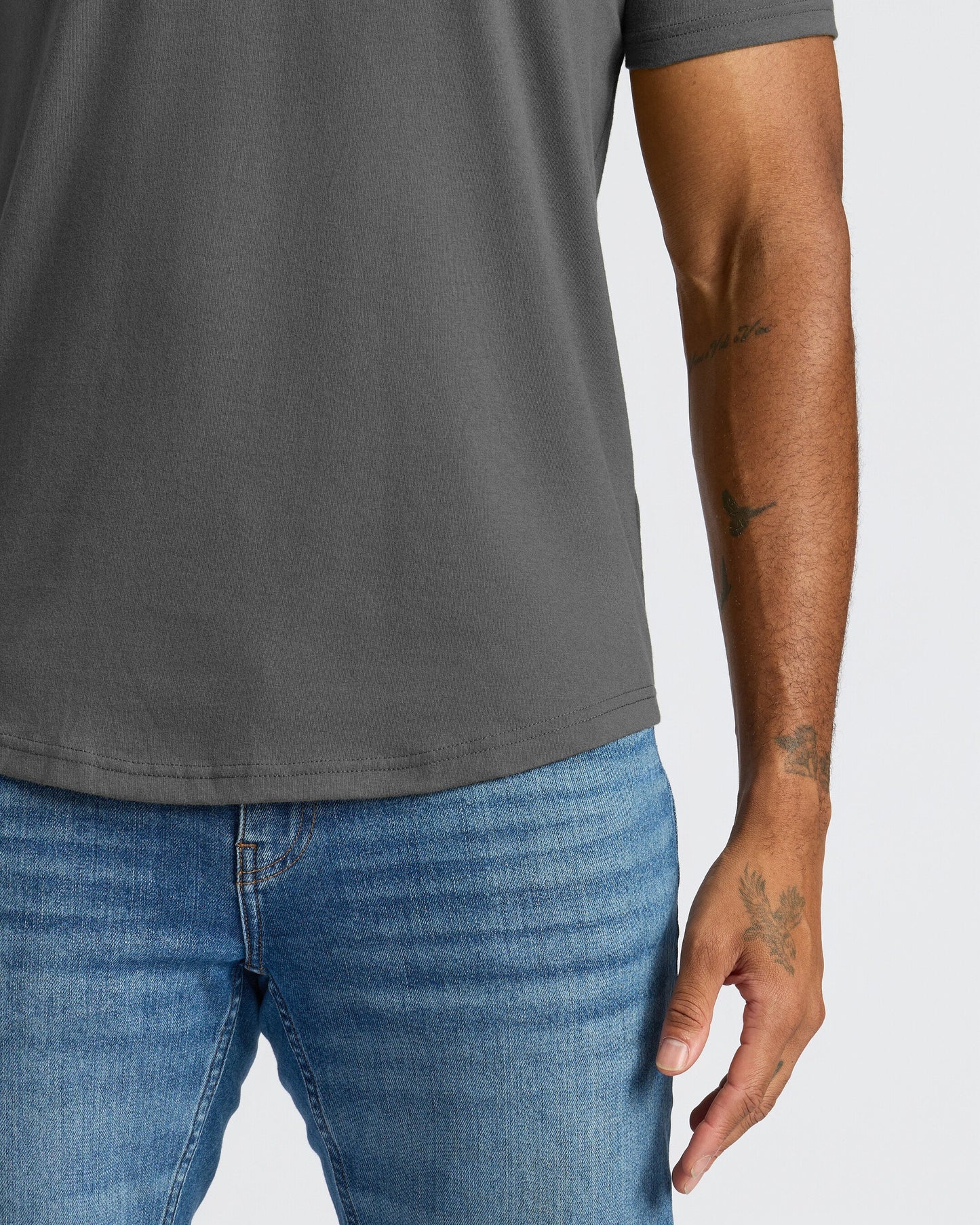 Carbon Curved Hem Classic Crew Neck
