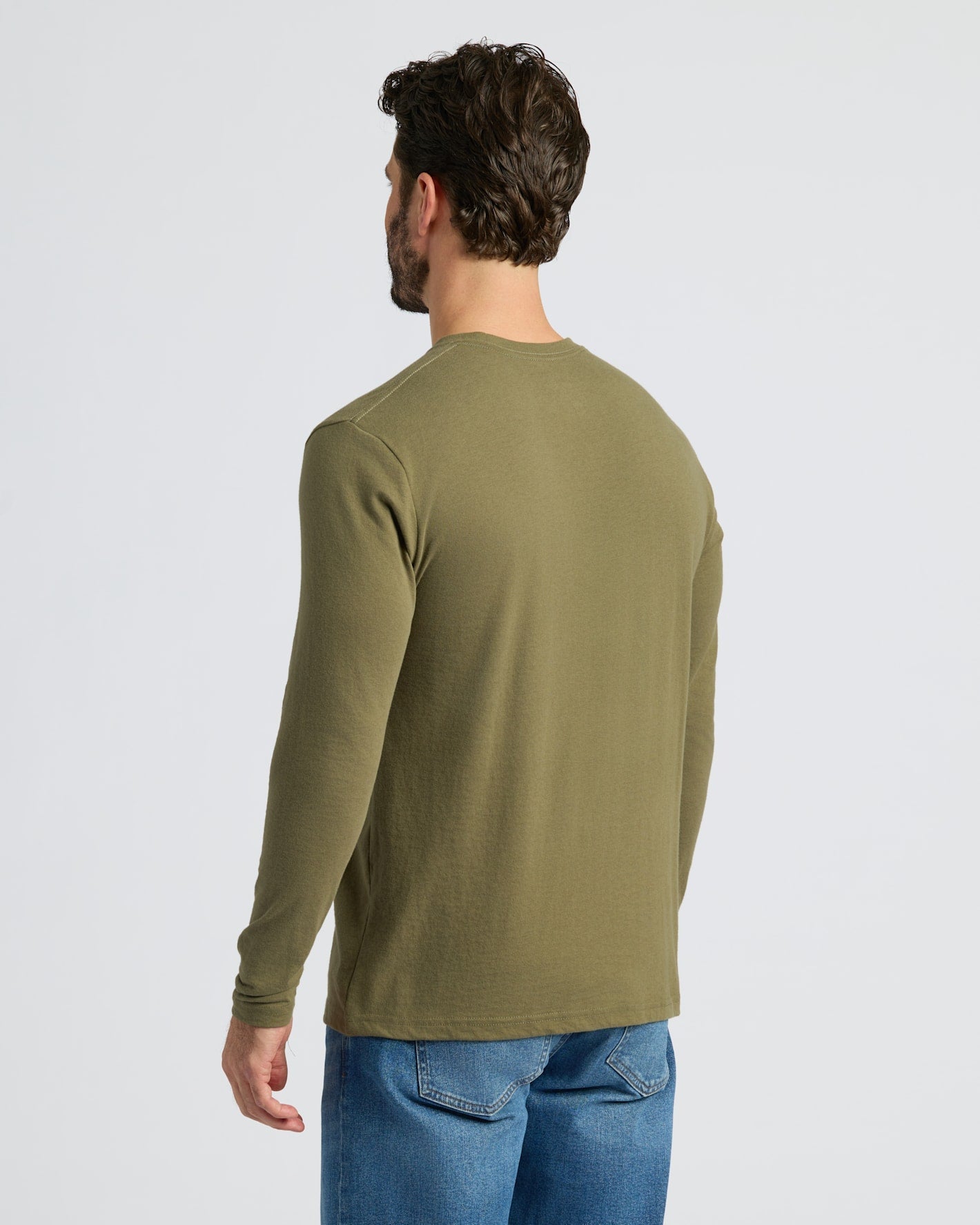 Military Green Classic Long Sleeve Crew Neck