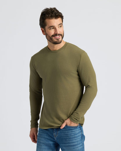 Military Green Classic Long Sleeve Crew Neck