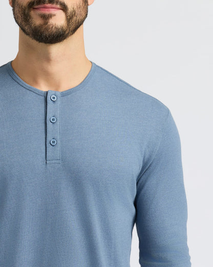 Dark Heather Vintage Navy Classic Long Sleeve Henley