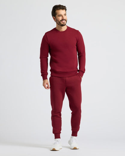 Dark Maroon Fleece French Terry Pullover Crew Neck