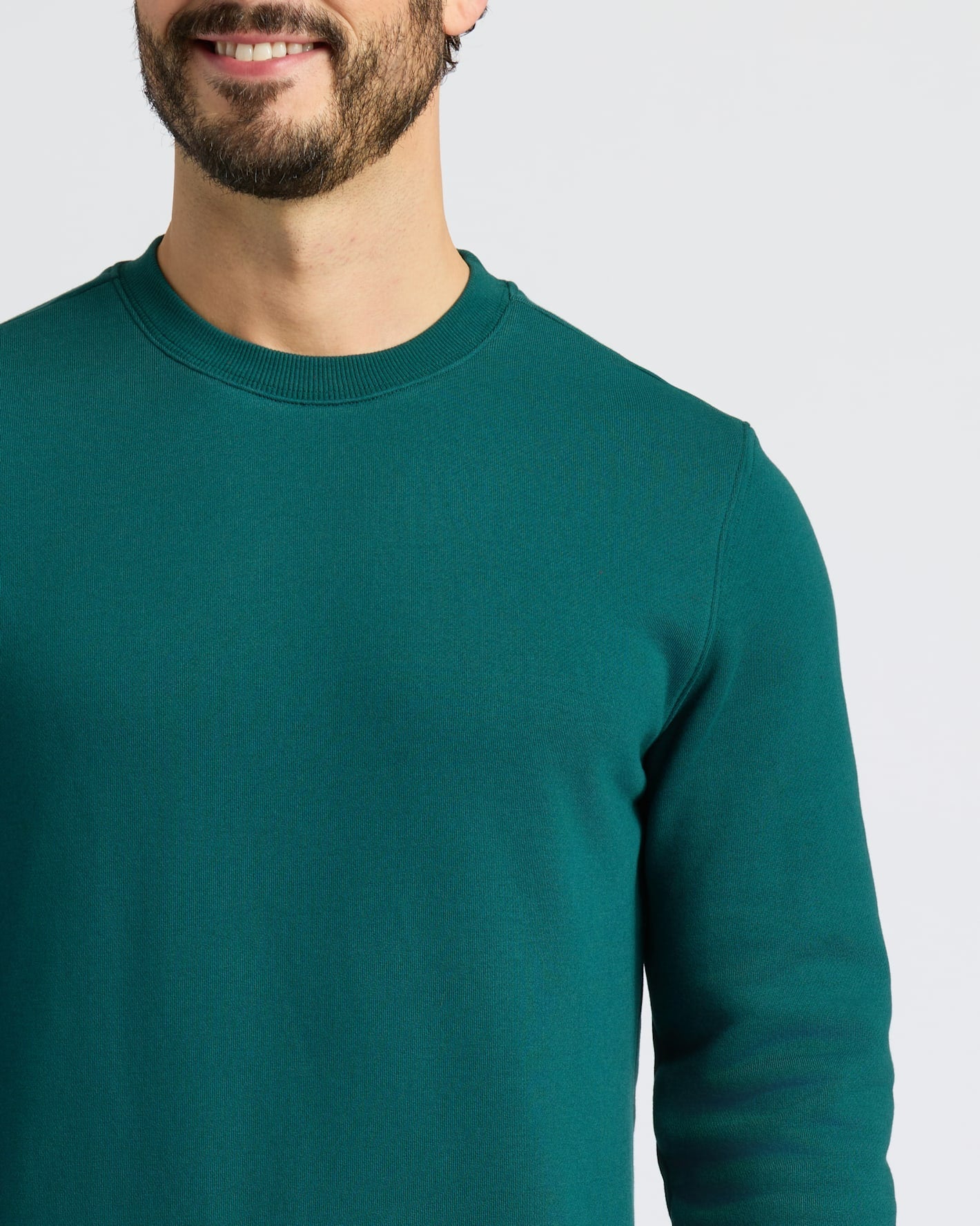 Deep Emerald Fleece French Terry Pullover Crew Neck