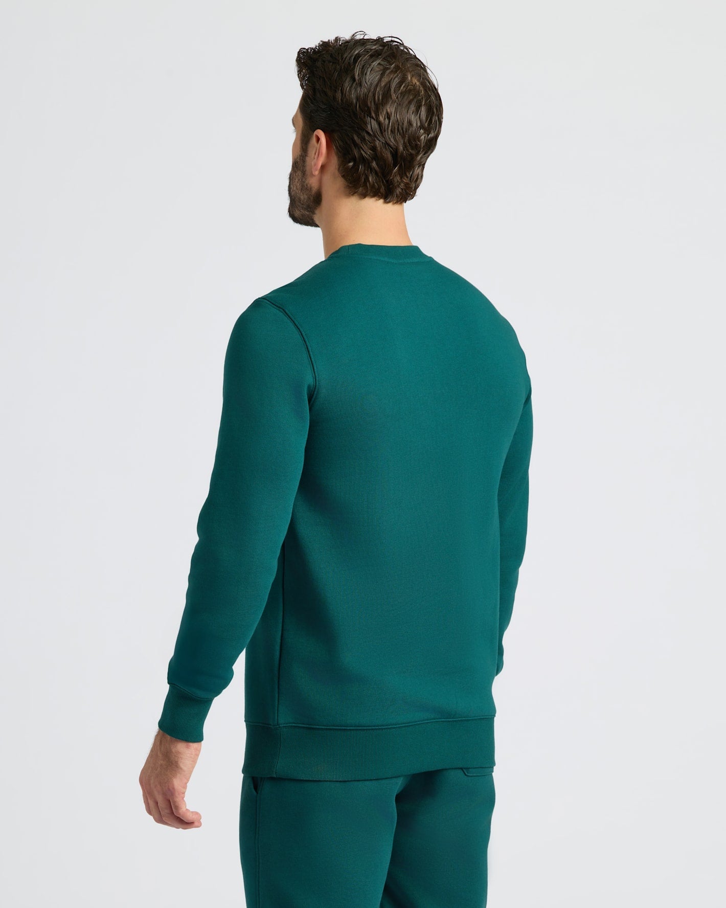 Deep Emerald Fleece French Terry Pullover Crew Neck