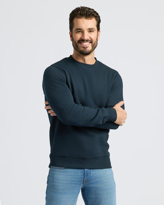 Navy Fleece French Terry Pullover Crew Neck
