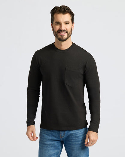 Black & White Heavyweight Long Sleeve Pocket Crew 4-Pack