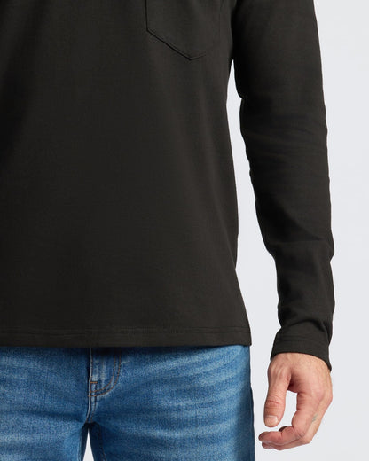 Black Heavyweight Long Sleeve Pocket Crew