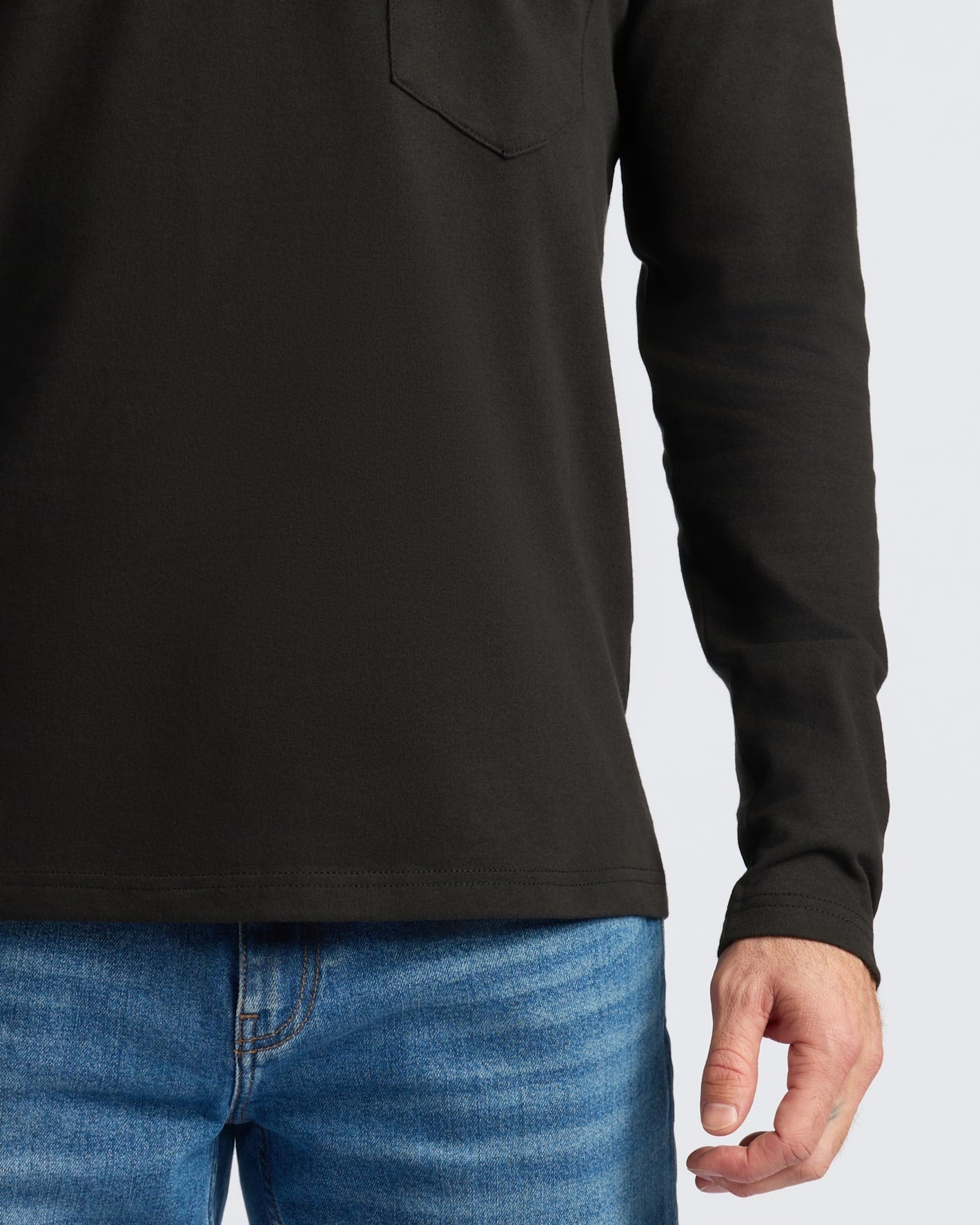 Black & Navy Heavyweight Long Sleeve Pocket Crew 4-Pack
