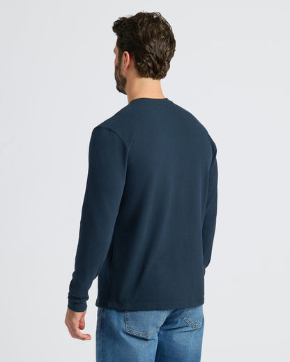 Black & Navy Heavyweight Long Sleeve Pocket Crew 2-PacK