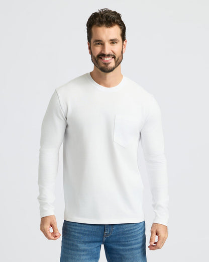 Black & White Heavyweight Long Sleeve Pocket Crew 4-Pack