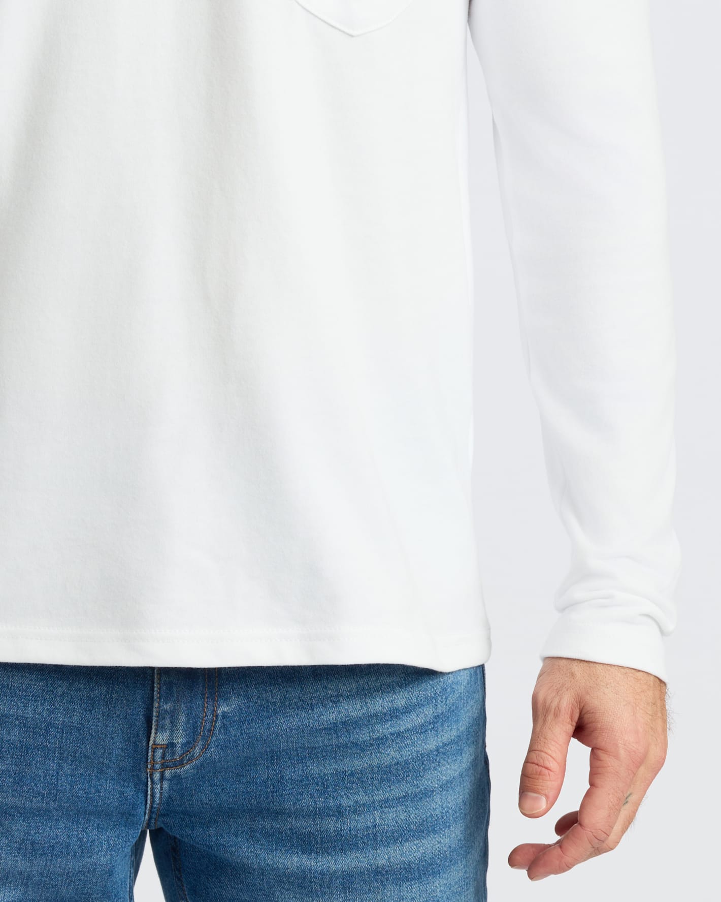 White Heavyweight Long Sleeve Pocket Crew 2-PacK