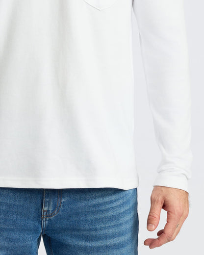 White Heavyweight Long Sleeve Pocket Crew 2-PacK