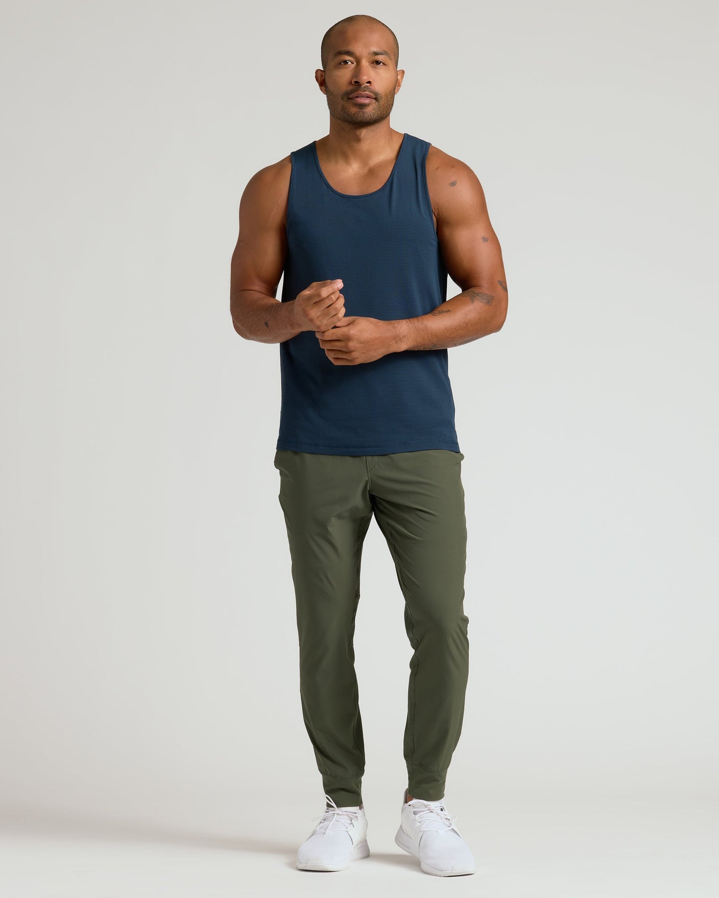Navy Sleeveless Active Mesh Tank