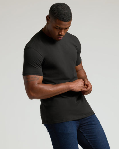 Black Tall Straight Hem Crew Neck T-Shirt