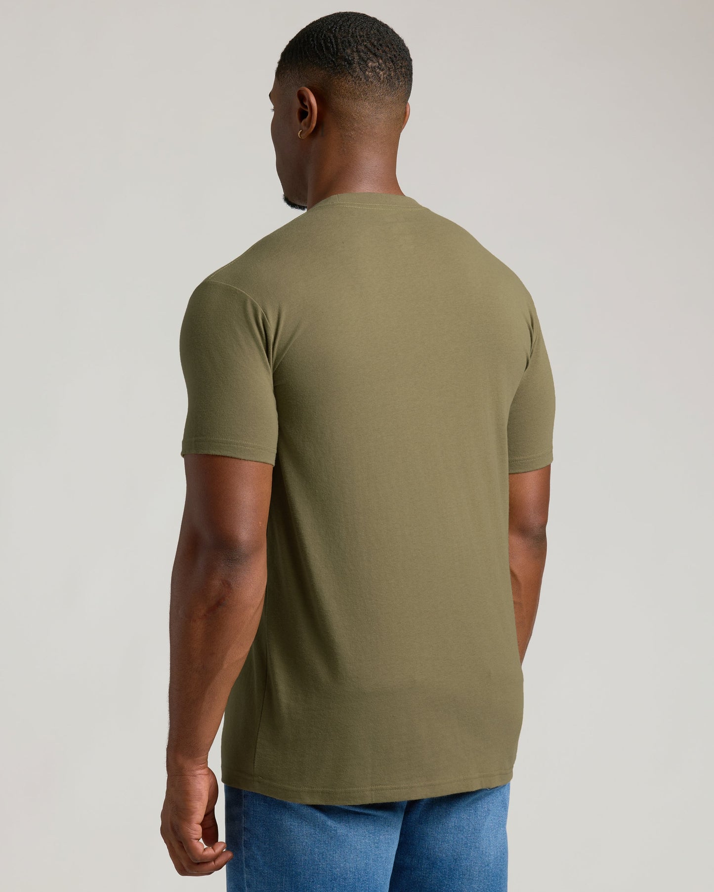 Military Green Tall Straight Hem Crew Neck T-Shirt
