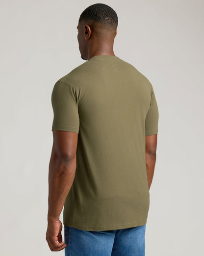 Military Green Tall Straight Hem Crew Neck T-Shirt