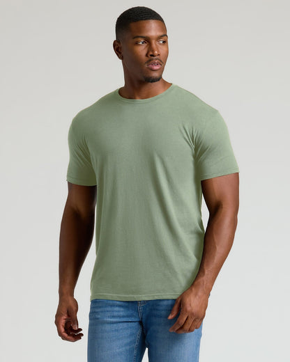 Sage Green Tall Straight Hem Crew Neck T-Shirt