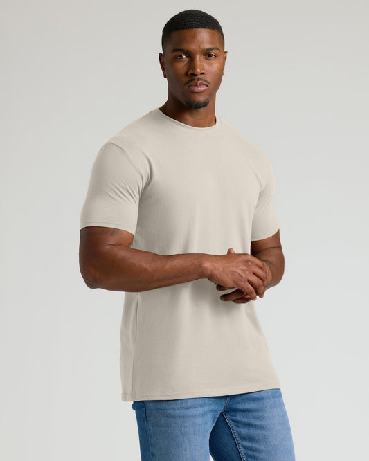 Oatmeal Tall Straight Hem Crew Neck T-Shirt