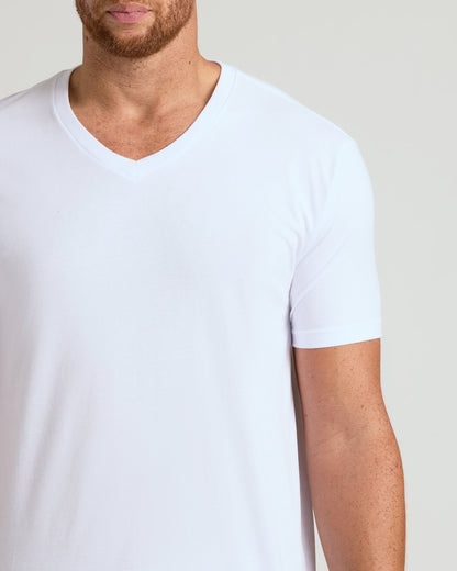 White Short Sleeve Tall Classic V-Neck 6-Pack