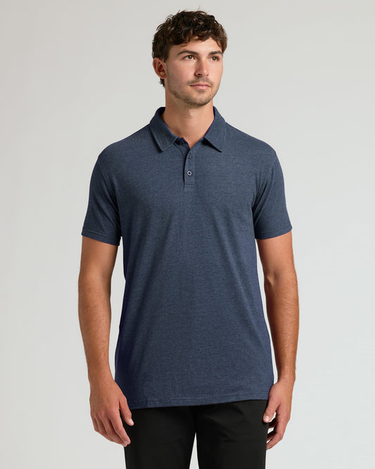 Heather Navy Short Sleeve Tall Polo