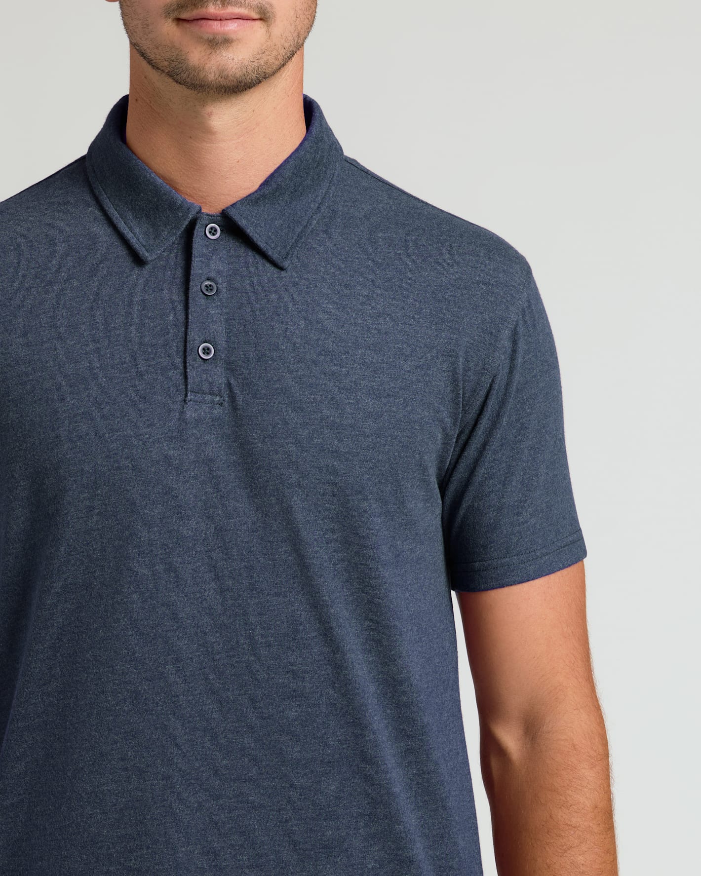 Heather Navy Short Sleeve Tall Polo