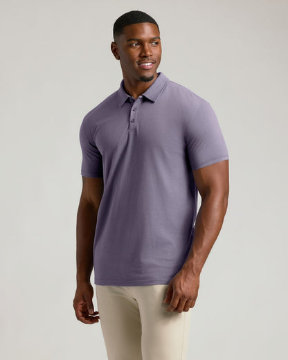 Dark Heather Amethyst Short Sleeve Tall Polo